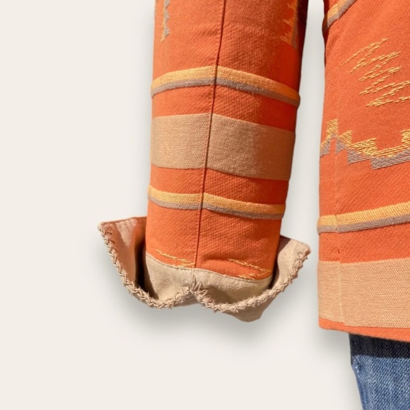 Coldwater Creek  Orange Southwestern Aztec Blazer Fitted Jacket 12 Petite EUC - Picture 3 of 15